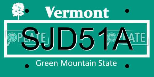 SJD51A Vermont License Plate
