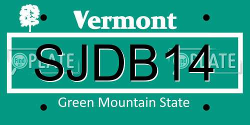 SJDB14 Vermont License Plate