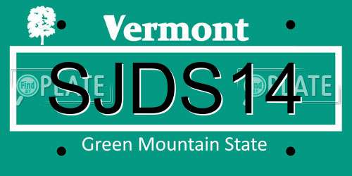 SJDS14 Vermont License Plate