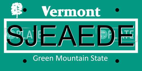 SJEAEDE Vermont License Plate