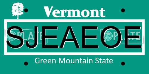 SJEAEOE Vermont License Plate