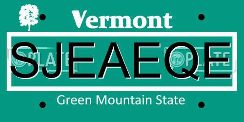 SJEAEQE Vermont License Plate
