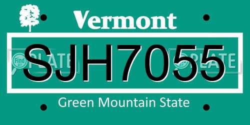 SJH7055 Vermont License Plate