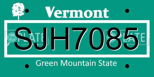 SJH7085 Vermont License Plate