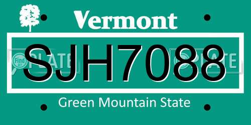 SJH7088 Vermont License Plate