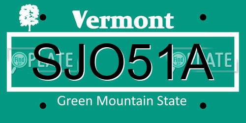 SJO51A Vermont License Plate