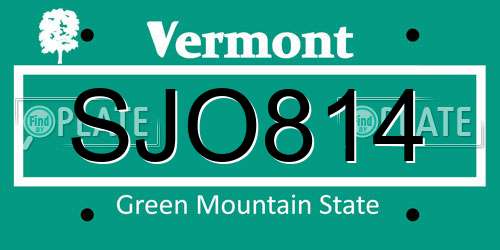 SJO814 Vermont License Plate