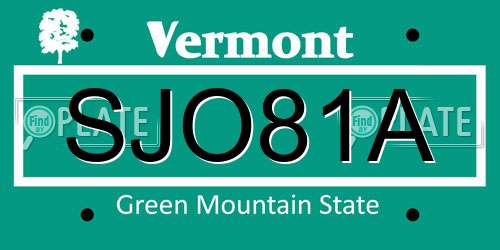SJO81A Vermont License Plate