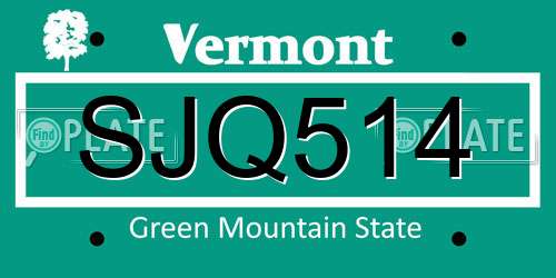 SJQ514 Vermont License Plate