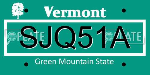 SJQ51A Vermont License Plate