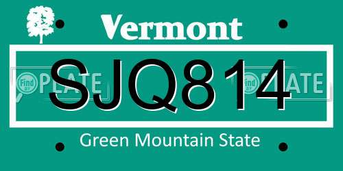 SJQ814 Vermont License Plate