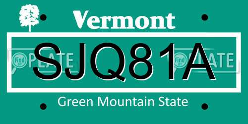 SJQ81A Vermont License Plate