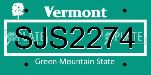 SJS2274 Vermont License Plate