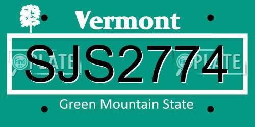 SJS2774 Vermont License Plate