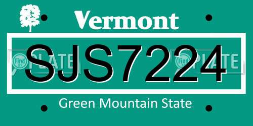 SJS7224 Vermont License Plate