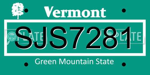 SJS7281 Vermont License Plate