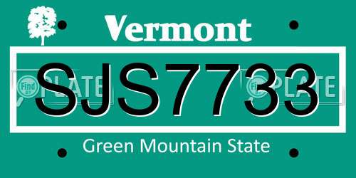 SJS7733 Vermont License Plate