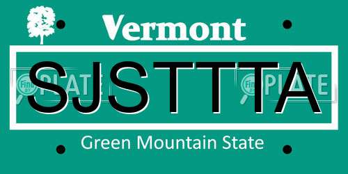 SJSTTTA Vermont License Plate