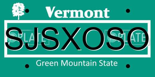 SJSXOSO Vermont License Plate