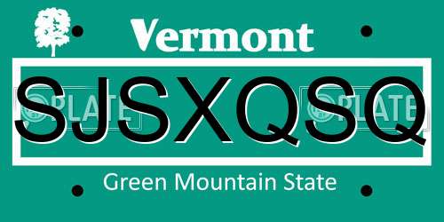 SJSXQSQ Vermont License Plate