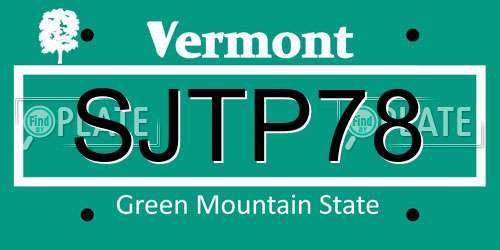 SJTP78 Vermont License Plate