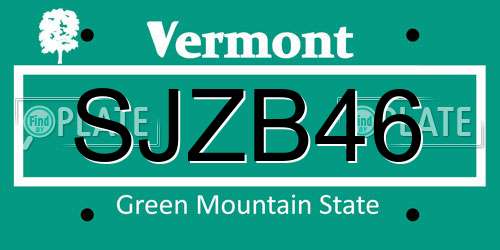 SJZB46 Vermont License Plate