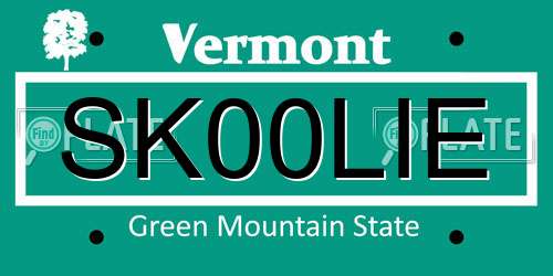 SK00LIE Vermont License Plate
