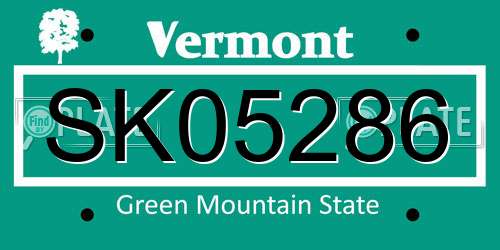 SK05286 Vermont License Plate