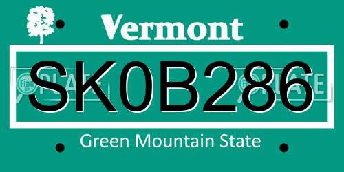 SK0B286 Vermont License Plate