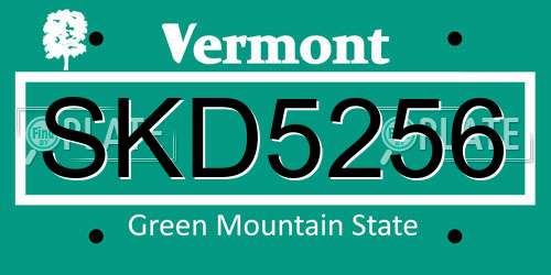 SKD5256 Vermont License Plate
