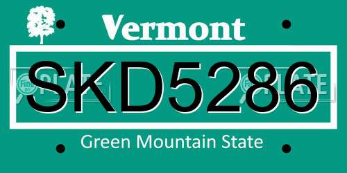 SKD5286 Vermont License Plate
