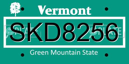 SKD8256 Vermont License Plate