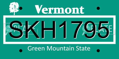SKH1795 Vermont License Plate