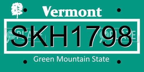 SKH1798 Vermont License Plate