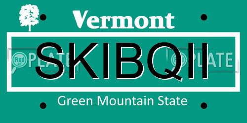 SKIBQII Vermont License Plate