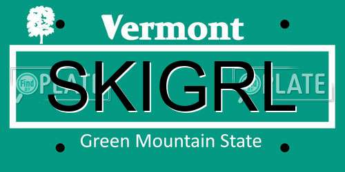 SKIGRL Vermont License Plate