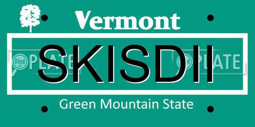 SKISDII Vermont License Plate