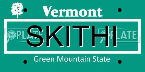 SKITHI Vermont License Plate