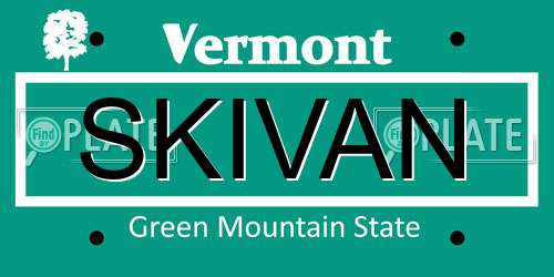 SKIVAN Vermont License Plate