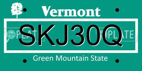 SKJ30Q Vermont License Plate