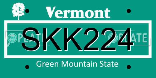 SKK224 Vermont License Plate