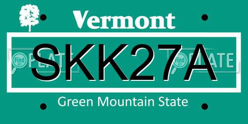 SKK27A Vermont License Plate