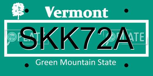 SKK72A Vermont License Plate