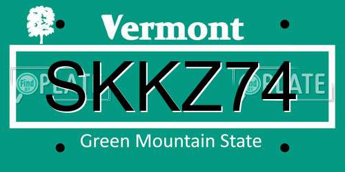 SKKZ74 Vermont License Plate