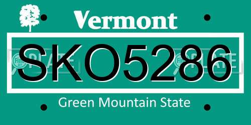 SKO5286 Vermont License Plate