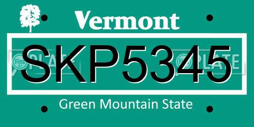 SKP5345 Vermont License Plate