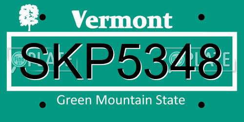 SKP5348 Vermont License Plate
