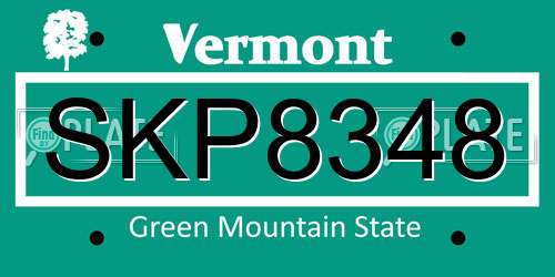 SKP8348 Vermont License Plate