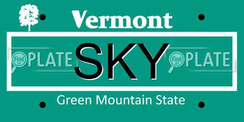 SKY Vermont License Plate