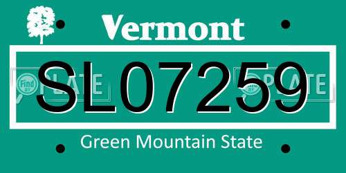 SL07259 Vermont License Plate